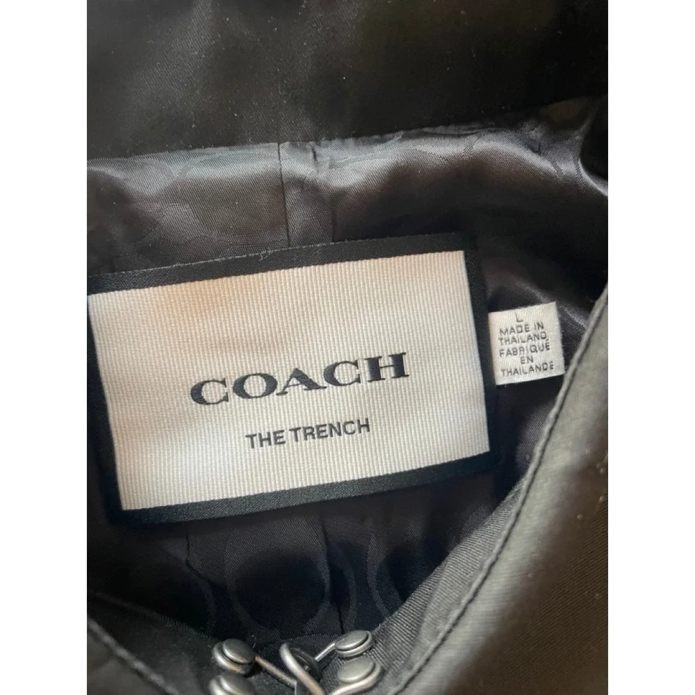 Coach Short Trench Jacket Black Double Breasted Cropped Coat Womens Large - Picture 4 of 7